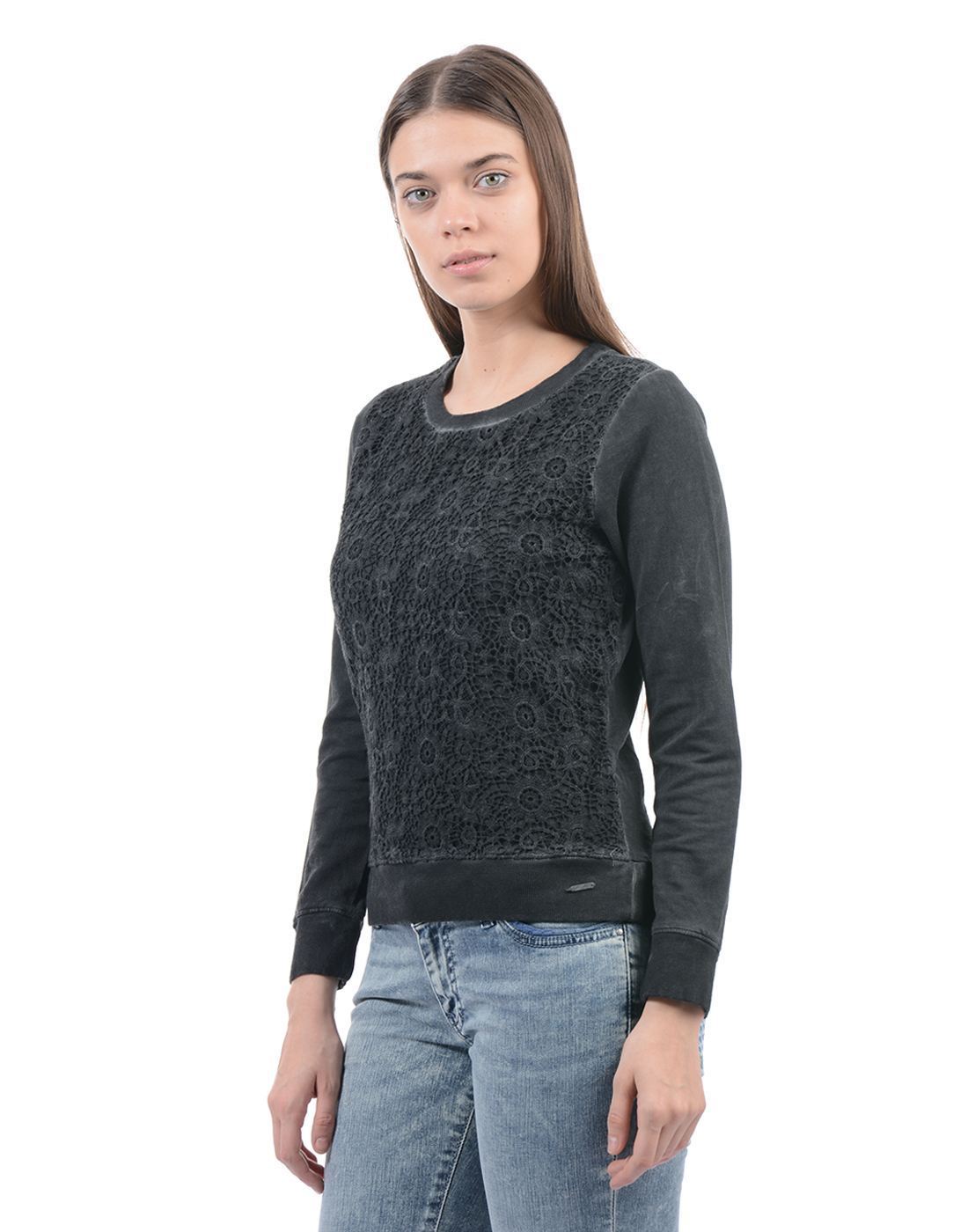 Pepe Jeans London Women Casual Wear Black Self Design Top